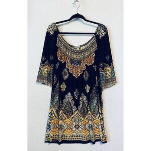 Muse Exclusively for Boston Proper Dress Womens 8 Boho Print Off the Shoulder